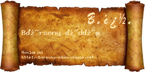 Bársony Ádám névjegykártya